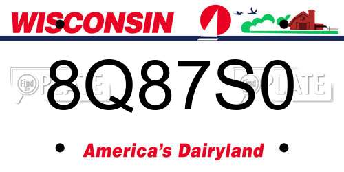 8Q87S0 Wisconsin License Plate
