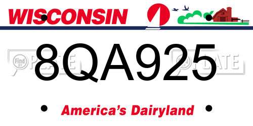 8QA925 Wisconsin License Plate