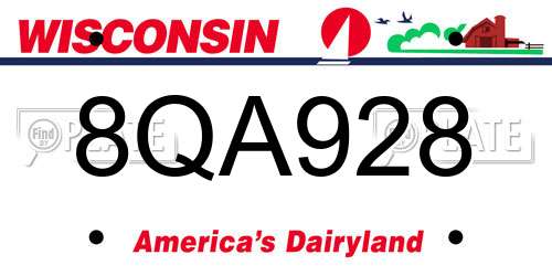 8QA928 Wisconsin License Plate