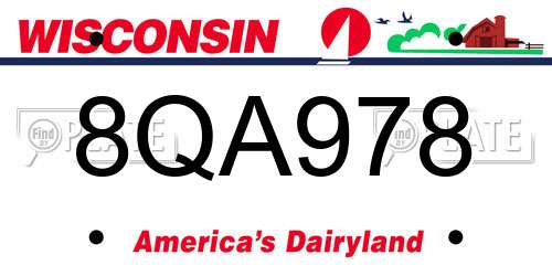 8QA978 Wisconsin License Plate