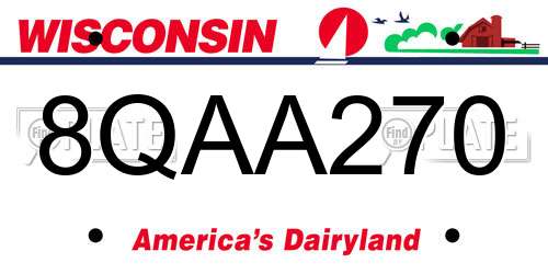 8QAA270 Wisconsin License Plate