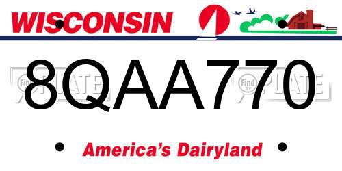 8QAA770 Wisconsin License Plate