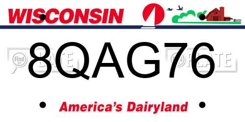8QAG76 Wisconsin License Plate