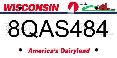 8QAS484 Wisconsin License Plate