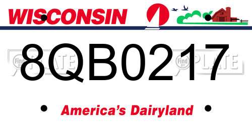 8QB0217 Wisconsin License Plate