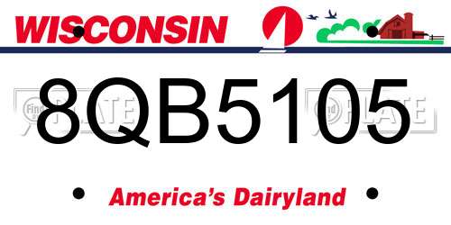 8QB5105 Wisconsin License Plate