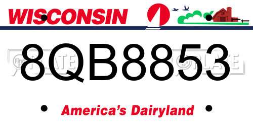 8QB8853 Wisconsin License Plate
