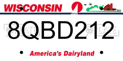8QBD212 Wisconsin License Plate