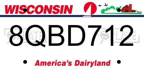 8QBD712 Wisconsin License Plate