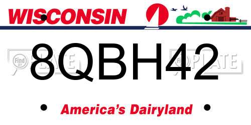 8QBH42 Wisconsin License Plate