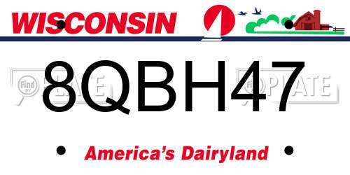 8QBH47 Wisconsin License Plate