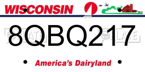 8QBQ217 Wisconsin License Plate