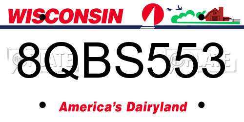 8QBS553 Wisconsin License Plate