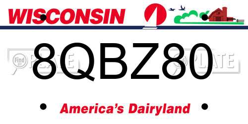 8QBZ80 Wisconsin License Plate