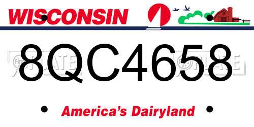 8QC4658 Wisconsin License Plate