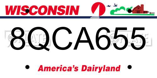 8QCA655 Wisconsin License Plate