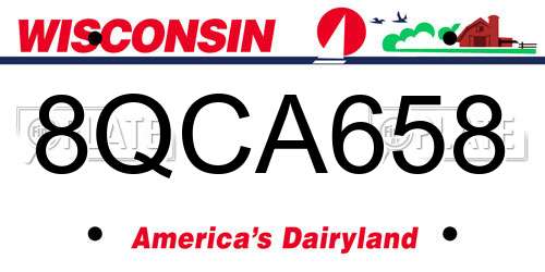 8QCA658 Wisconsin License Plate