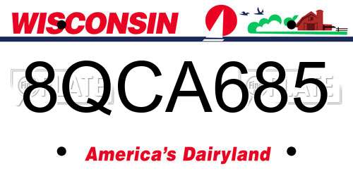 8QCA685 Wisconsin License Plate