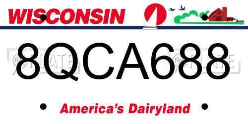 8QCA688 Wisconsin License Plate