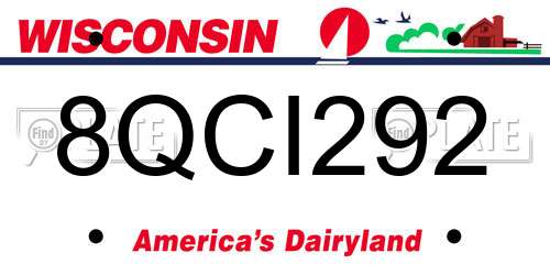 8QCI292 Wisconsin License Plate