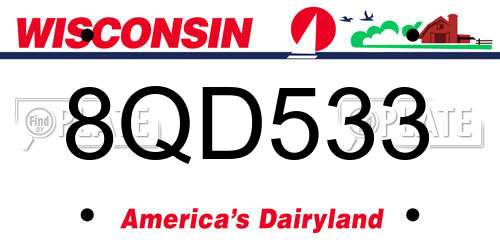 8QD533 Wisconsin License Plate