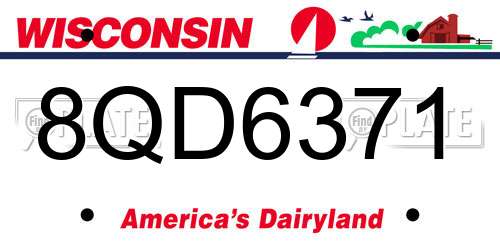 8QD6371 Wisconsin License Plate