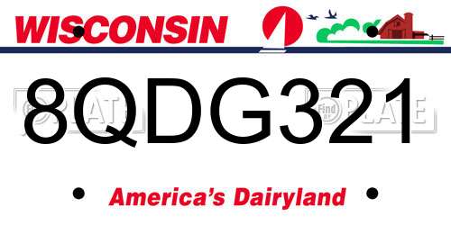 8QDG321 Wisconsin License Plate
