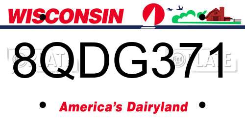 8QDG371 Wisconsin License Plate