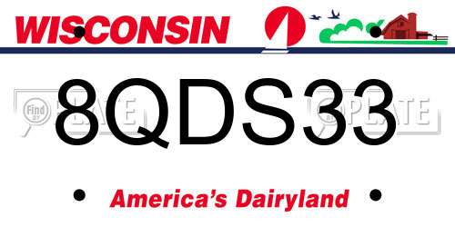 8QDS33 Wisconsin License Plate