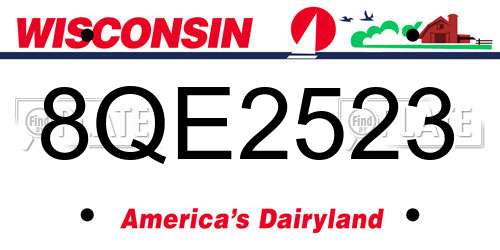 8QE2523 Wisconsin License Plate
