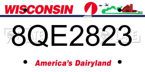8QE2823 Wisconsin License Plate