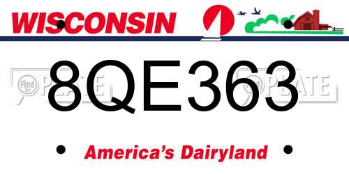 8QE363 Wisconsin License Plate