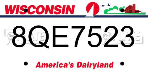 8QE7523 Wisconsin License Plate