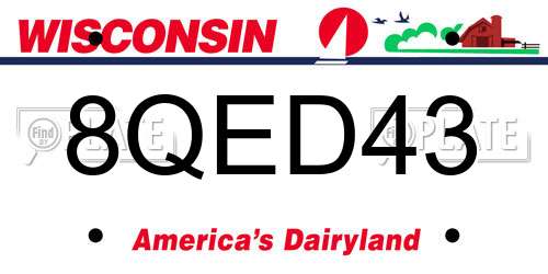 8QED43 Wisconsin License Plate