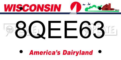 8QEE63 Wisconsin License Plate