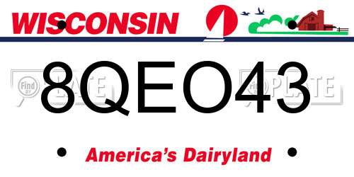 8QEO43 Wisconsin License Plate