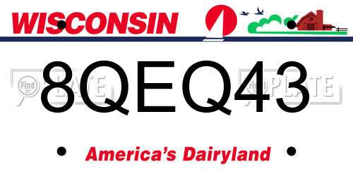 8QEQ43 Wisconsin License Plate