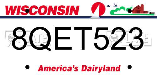 8QET523 Wisconsin License Plate