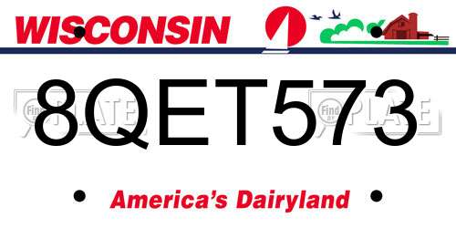 8QET573 Wisconsin License Plate
