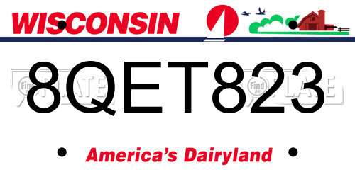 8QET823 Wisconsin License Plate