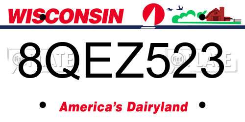 8QEZ523 Wisconsin License Plate