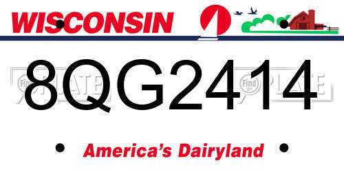 8QG2414 Wisconsin License Plate