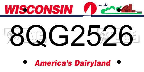 8QG2526 Wisconsin License Plate