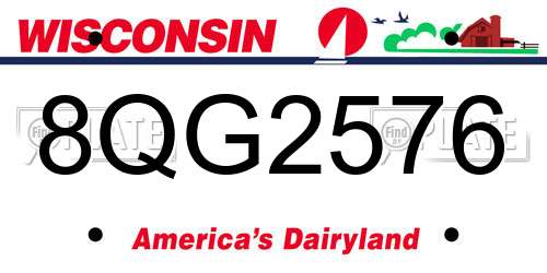 8QG2576 Wisconsin License Plate