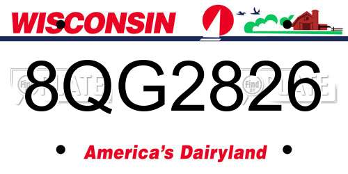 8QG2826 Wisconsin License Plate