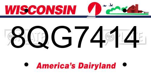 8QG7414 Wisconsin License Plate