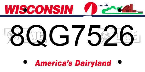 8QG7526 Wisconsin License Plate