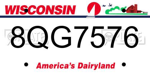 8QG7576 Wisconsin License Plate