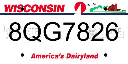 8QG7826 Wisconsin License Plate