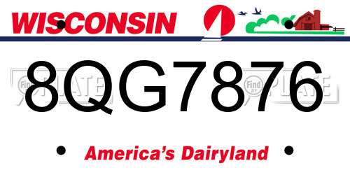 8QG7876 Wisconsin License Plate